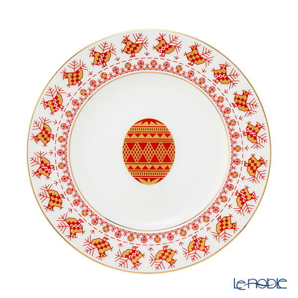 【P10倍・クーポン】ロシア食器 インペリアル・ポーセリン コッカレルズコームズ プレート 20cm ロモノーソフ陶磁器 プレート お皿 ディッシュ 6,600円