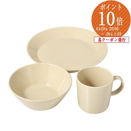 【P10倍・クーポン】イッタラ (iittala) ティーマ マグカップ＆プレート21cm＆ボウル15cm リネン 3点セット 北欧食器 フィンランド 食器セット