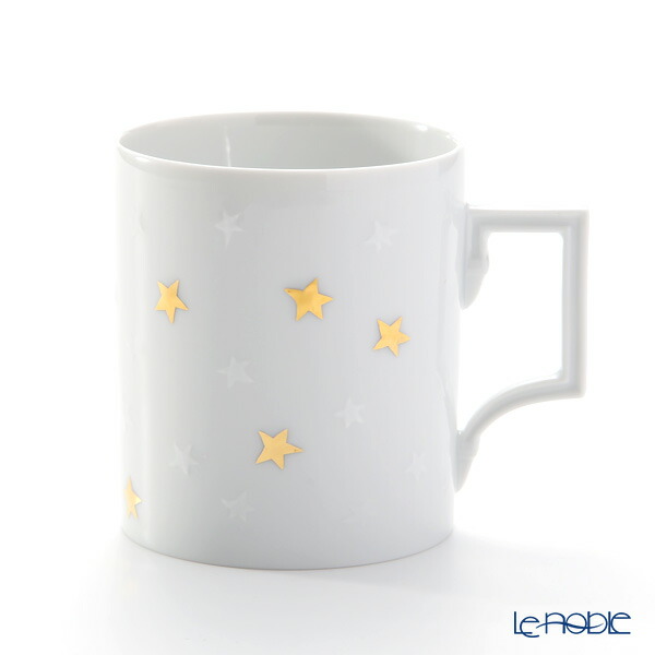 マイセン (Meissen) 星のきらめき 99A318-55320 マグ 240ml／高さ9cm /// マグカップ 金 白 ホワイト 星柄 シンプル 磁器 コーヒー 紅茶 かわいい おしゃれ ハイブランド 高級 洋食器 ドイツ 小さめ 底が平ら // ギフト プレゼント 贈り物 誕生日 結婚祝