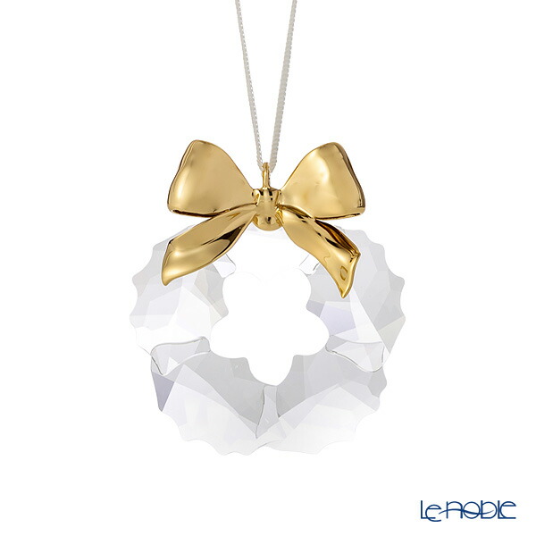 新品スワロフスキーSWAROVSKI18Kゴールドベルガラスリボン飾りオブジェ