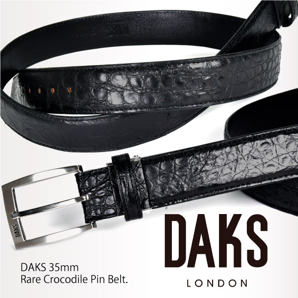 ダックス DAKS 35mm クロコダイル ピンベルト 日本製 DB16935