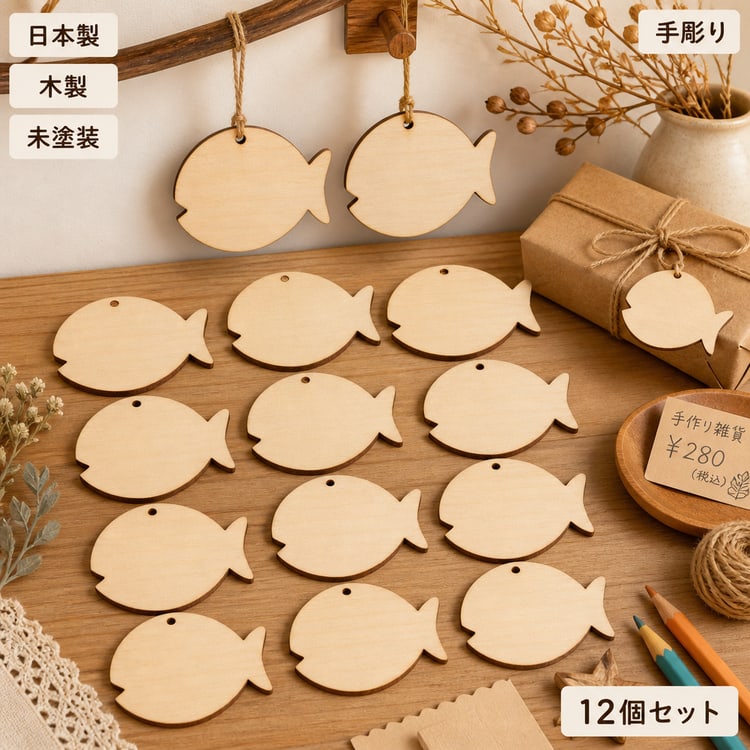 木製パーツ 金魚 海モチーフ