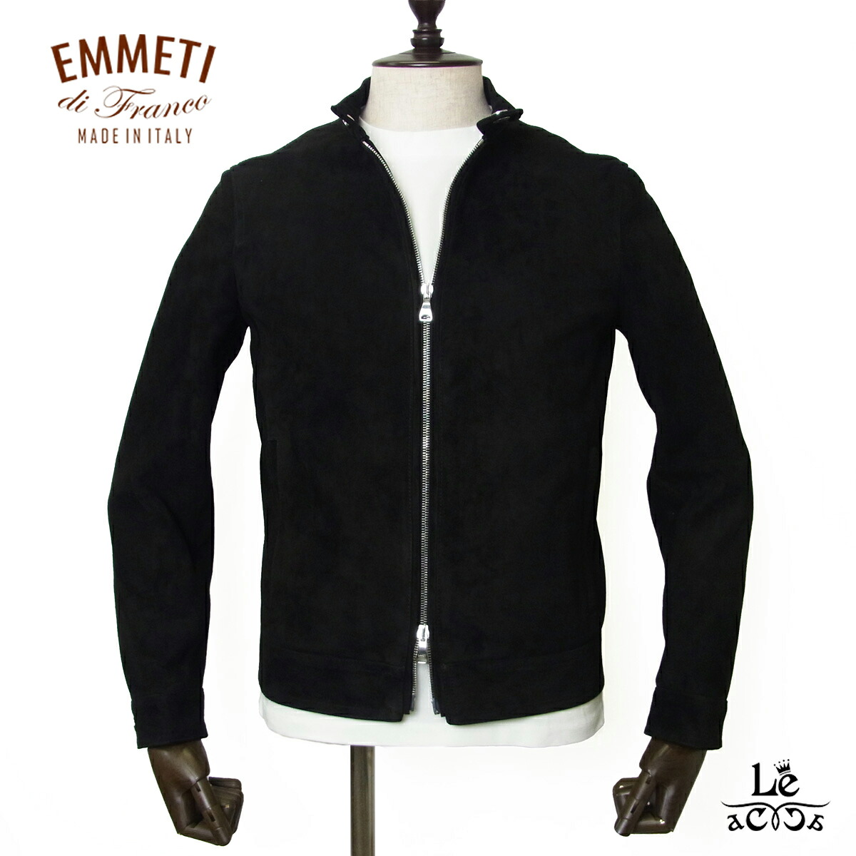 【50%OFF】EMMETI エンメティ ライダース ジャケット ユリ JURI SP SUEDE カーフスエード シングルライダース SPレザー 本革 牛革 スウェード メンズ ブラック 黒 シルバー イタリア ブランド 国内正規品 159500 【送料無料】【返品不可】｜Le acca