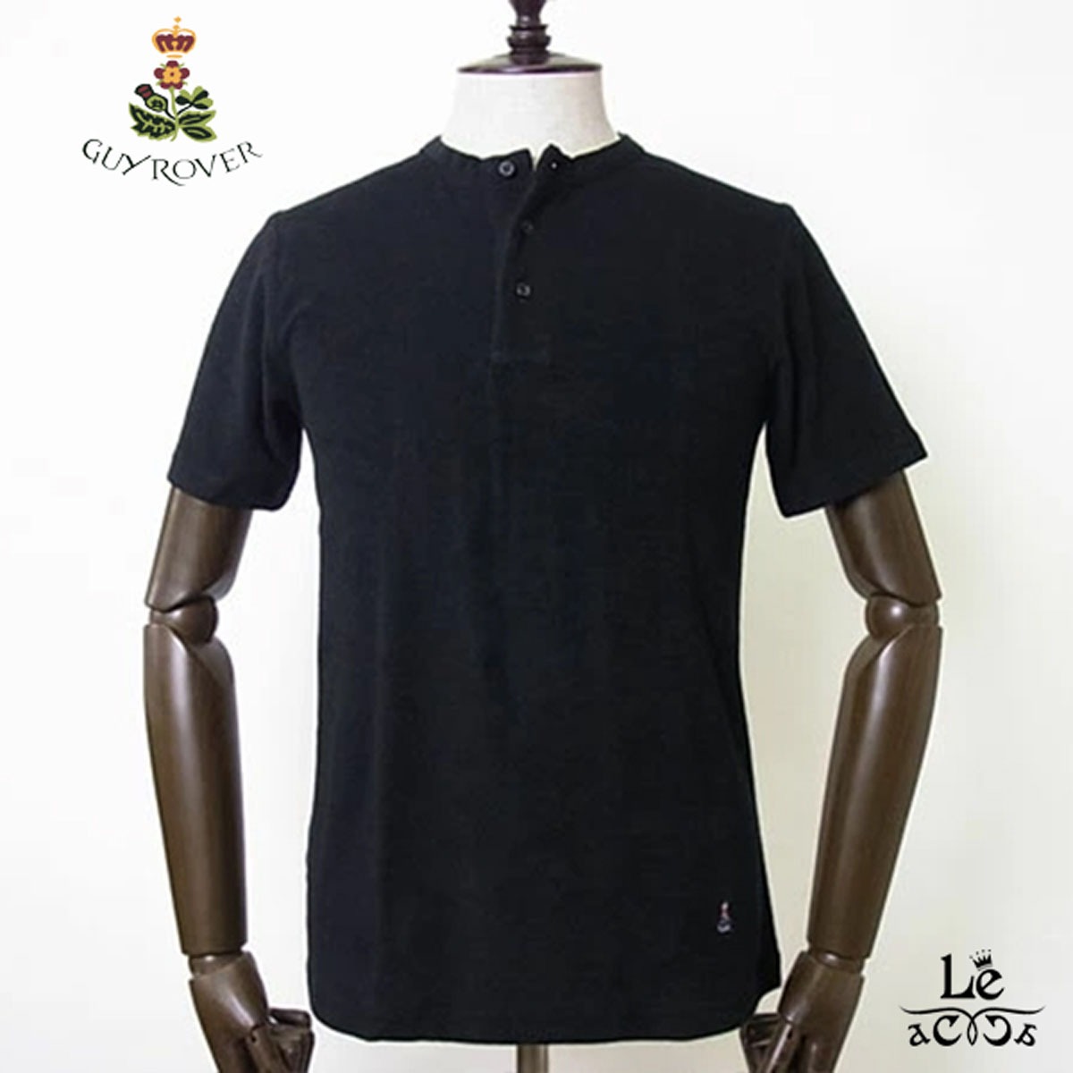 GUY ROVER ギローバー ヘンリーネック カットソー パイル コットン ヘンリー Tシャツ 半袖 ブラック 黒 メンズ カジュアル イタリア ブランド XXS 小さいサイズ 国内正規品 父の日 ギフト 14300【送料無料】【追跡可能メール便】｜Le acca 11,011円