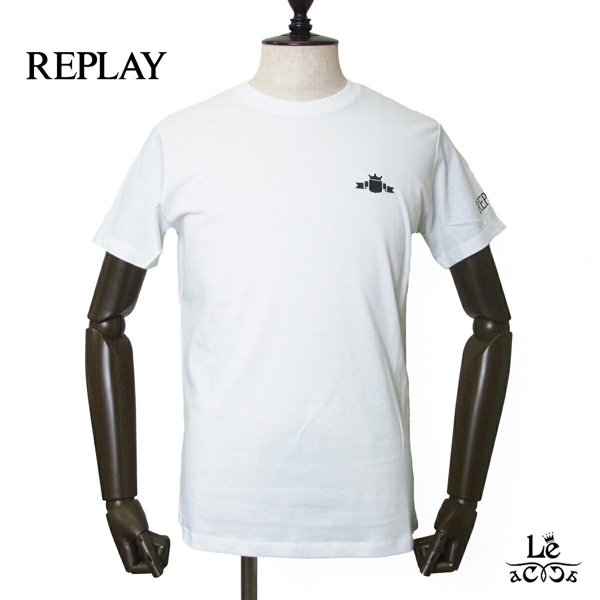 【ポイント5倍】REPLAY リプレイ Tシャツ メンズ クルーネック 半袖 カットソー コンパクト コットンジャージー ワンポイントT ホワイト 白 イタリア ブランド 国内正規品【送料無料】【追跡可能メール便】 7,524円