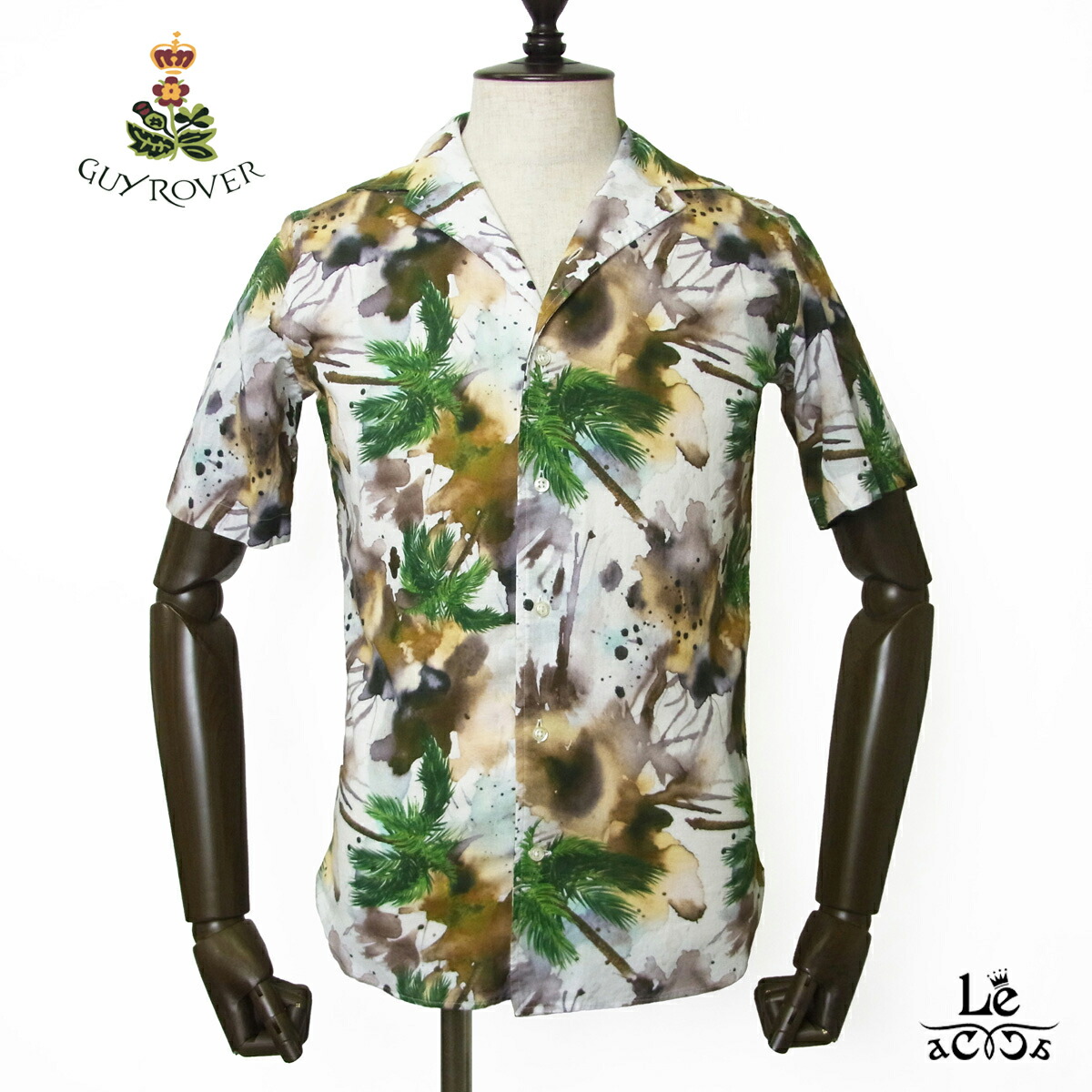 【ポイント5倍】【20％OFF】GUY ROVER ギローバー オープンカラー シャツ 開襟シャツ 半袖 メンズ ボタニカル柄 アロハシャツ 春夏 イタリア ブランド 国内正規品【送料無料】