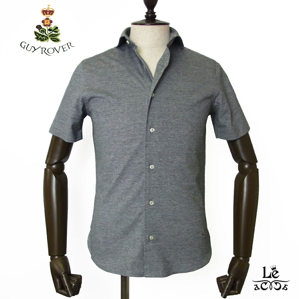 GUYROVER 鹿の子ワイドカラー半袖シャツＬ 楽天市場】ギローバー 半袖 シャツ GUY ROVER 鹿の子 無地 グレー