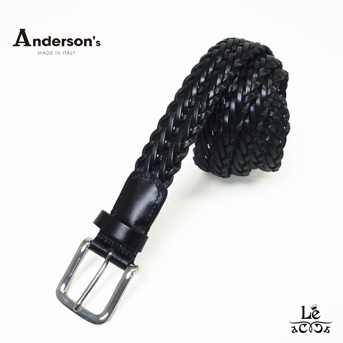 Anderson's 黒 80 ラバーメッシュ　ベルト サイズ80 Anderson's アンダーソンズ メッシュベルト 牛革 イタリア製
