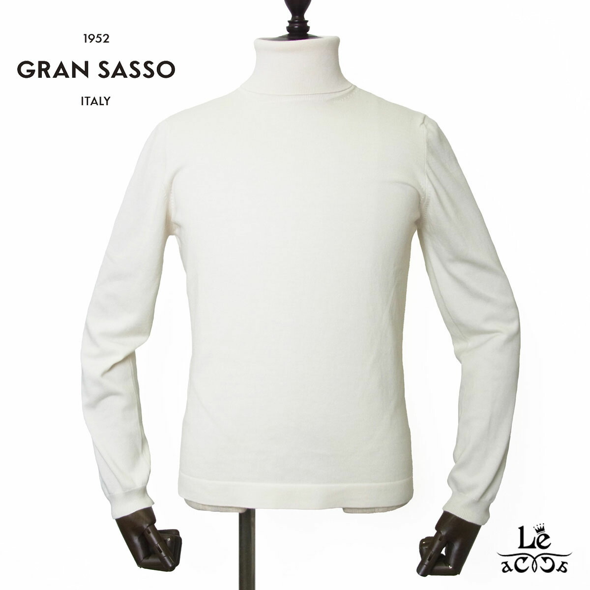 【ポイント5倍】グランサッソ タートルネック ニット GRAN SASSO 12ゲージ セーター メンズ コットン 長袖 58161 18120 アイボリー オフホワイト 無地 秋冬 イタリア ブランド 国内正規品 29700【送料無料】