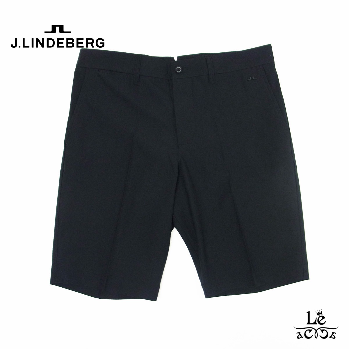 サイズ：32 J.LINDEBERG ジェイリンドバーグ  ストレッチ ハーフパンツ サイドロゴ  ブラック系 [240101432916] ゴルフウェア メンズ ストスト J.LINDEBERG ジェイリンドバーグ ハーフパンツ ネイビー 無地