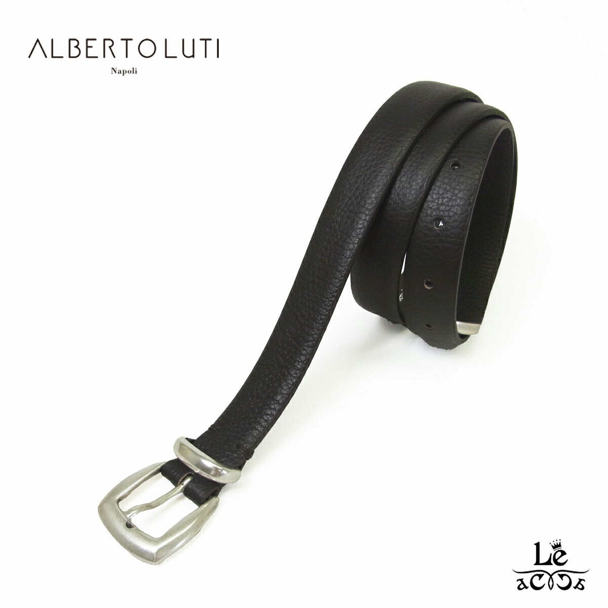 ALBERTO LUTI アルベルト ルティ レザーベルト メンズ プンターレ 鹿革 ディアスキン シボ革 ブラウン イタリア ブランド 国内正規品【送料無料】