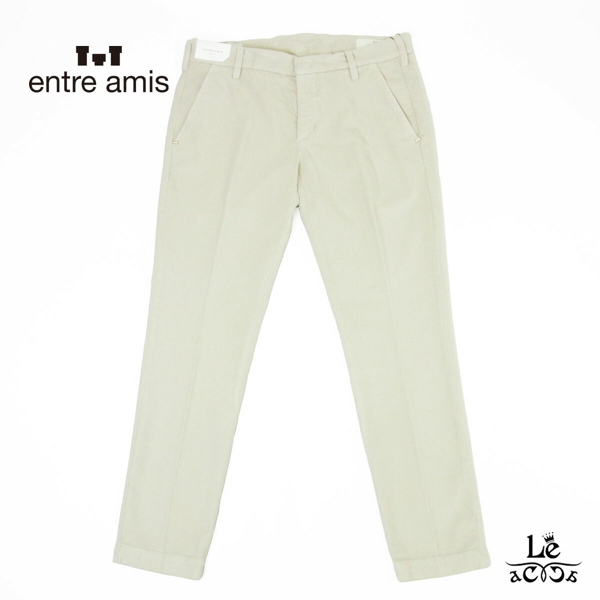 【クーポン対象】entre amis アントレアミ コットンパンツ 8188 2538 モールスキン ノープリーツ ストレッチ スリム クロップド丈 アンクル丈 ライトベージュ メンズ 秋冬 イタリア ブランド 国内正規品 35200【送料無料】