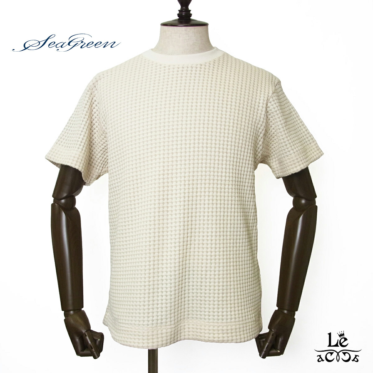 Seagreen シーグリーン ビッグワッフル Tシャツ 半袖 オニワッフル カットソー メンズ クルーネック ワッフル クリーム 春夏 ブランド 国内正規品【送料無料】