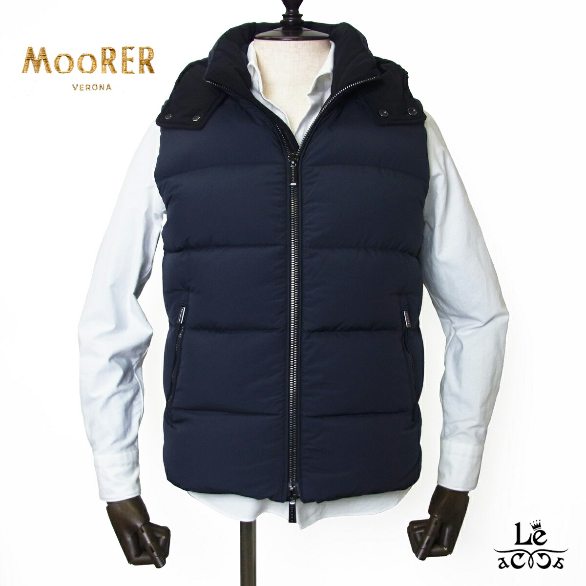 【ポイント5倍】MOORER ムーレー ダウンベスト FIRE SKT ジップアップ フード ダウン フーディ メンズ ネイビー紺 FAYER イタリア ブランド 国内正規品【送料無料】
