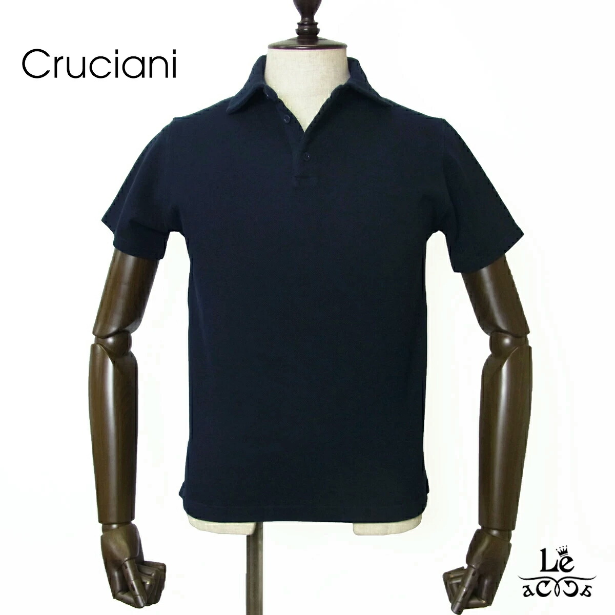 【ポイント5倍】Cruciani クルチアーニ 鹿の子 ポロシャツ JU1371 メンズ コットン 半袖 無地 ネイビー 紺 イタリア ブランド 台襟 カジュアル ラグジュアリー 高級 国内正規品【送料無料】