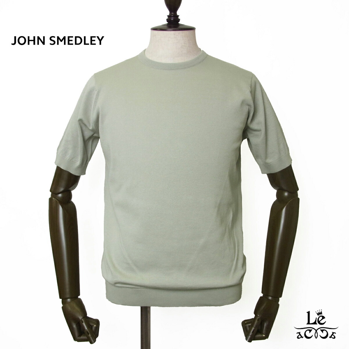 【ポイント5倍】【20％OFF】ジョンスメドレー JOHN SMEDLEY ニット Tシャツ 半袖 KIELL ハイゲージ 30G MODERN FIT メンズ クルーネックニット ライトグレー 無地 イギリス ブランド 国内正規品【送料無料】