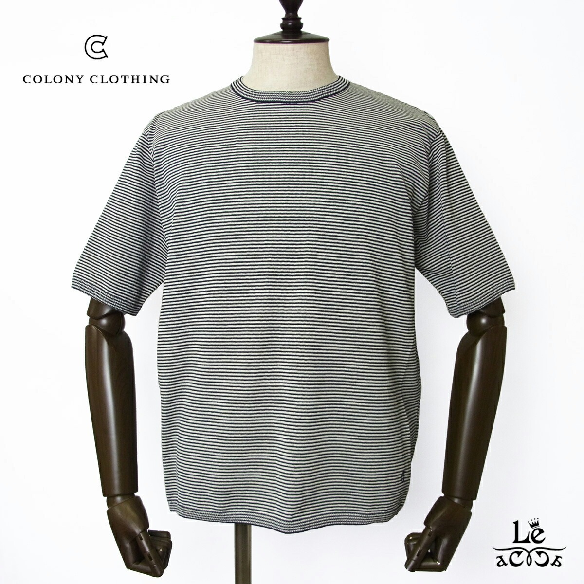【ポイント5倍】【30％OFF】COLONY CLOTHING コロニークロージング 和紙 ボーダー ニット クルーネック Tシャツ カットソー 半袖 メンズ ネイビー ブランド 日本製 国内正規品 24200 【送料無料】