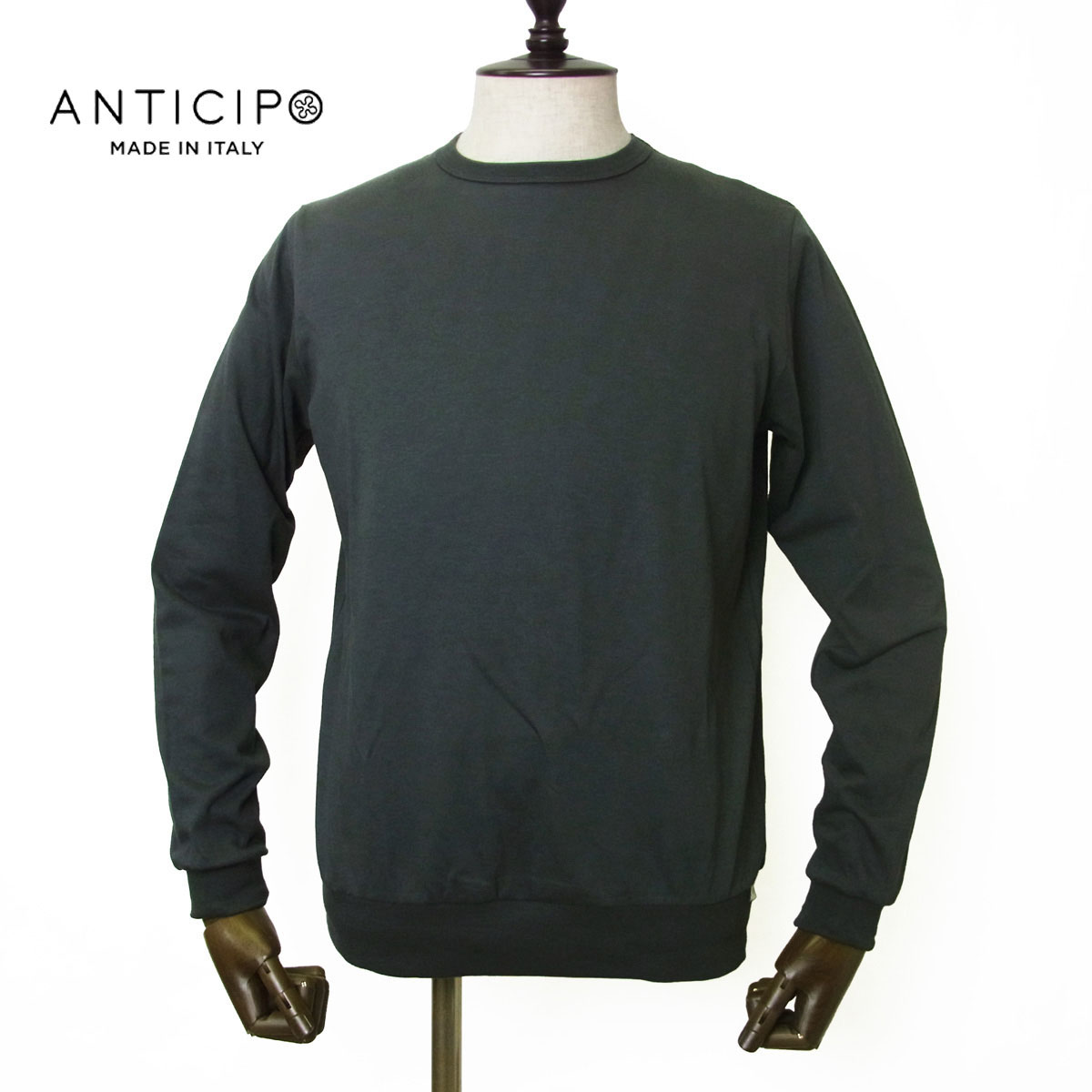 ANTICIPO アンティーチポ クルーネック 長袖 カットソー NEBBIOLO LUNGO smooth ロングスリーブ Tシャツ ラウンドネック チャコールグレー 25AW イタリア ブランド 国内正規品【送料無料】