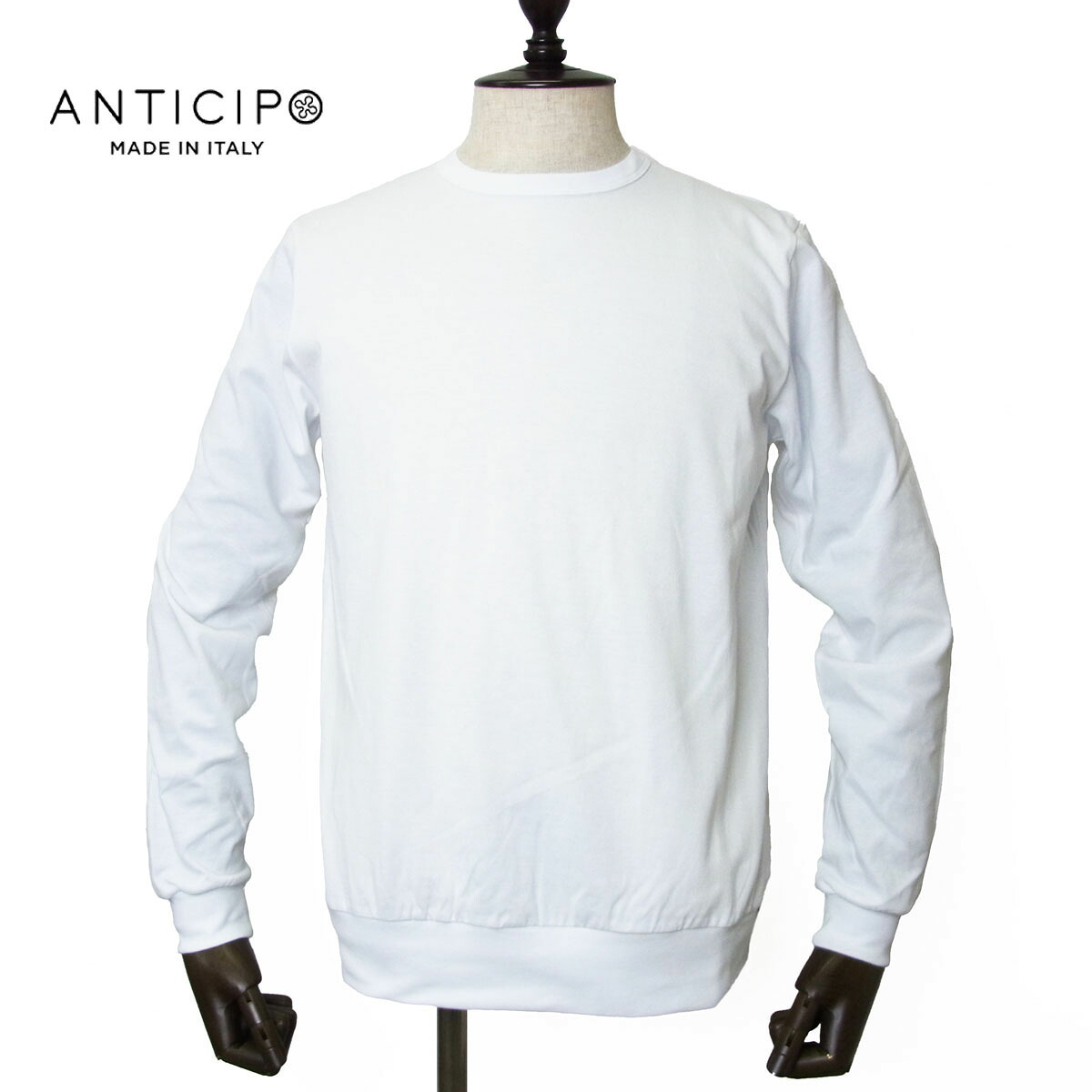 ANTICIPO アンティーチポ クルーネック 長袖 カットソー NEBBIOLO LUNGO smooth ロングスリーブ Tシャツ ラウンドネック ホワイト 白 25AW イタリア ブランド 国内正規品【送料無料】
