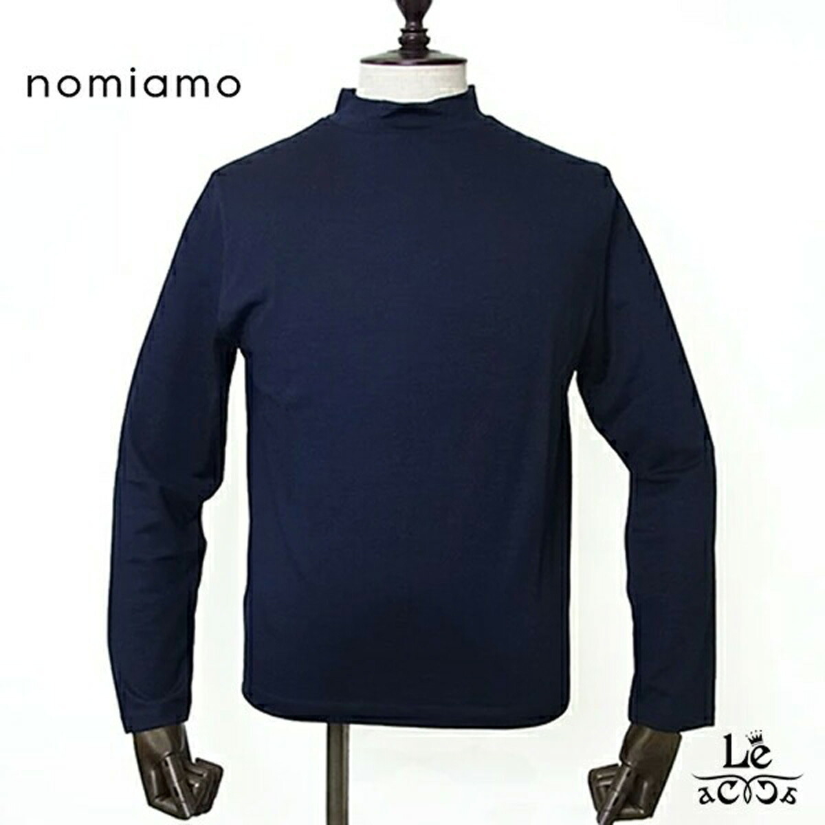 【クーポン対象】nomiamo ノミアモ モックネック カットソー 長袖 ウォッシャブルウール Tシャツ ハイネック メンズ 長袖 無地 ネイビー 紺 イタリア ブランド 日本製 国内正規品 18700【送料無料】