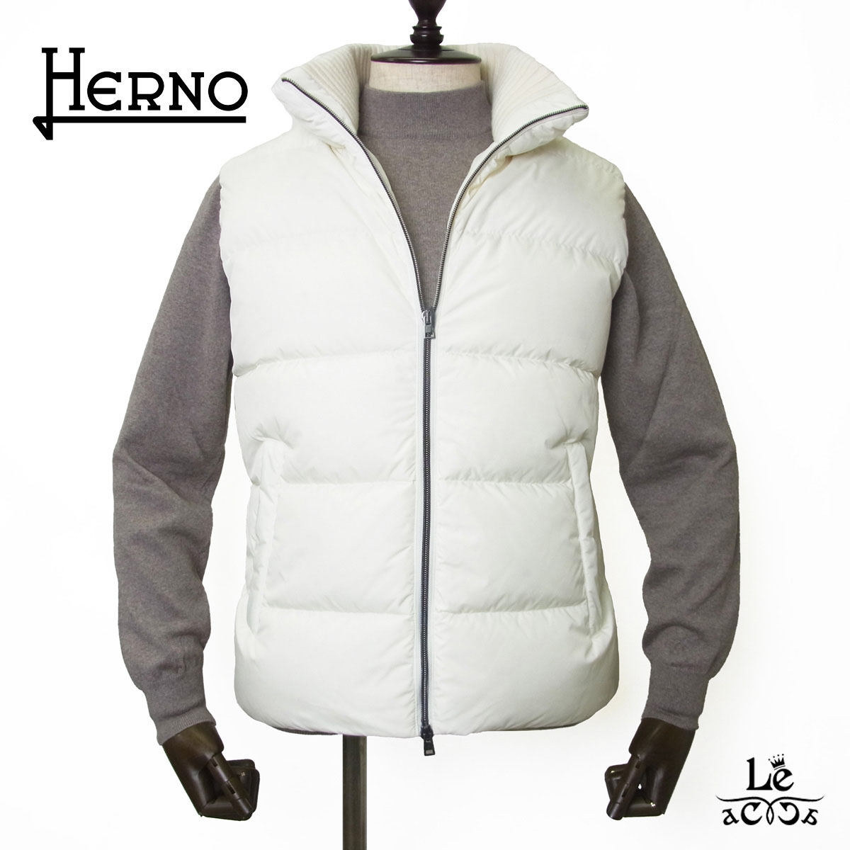 【楽天市場】HERNO ヘルノ ダウンベスト POLAR-TECH ポーラテック メンズ ダウンジレ ダウン リブネック ホワイト イタリア ...