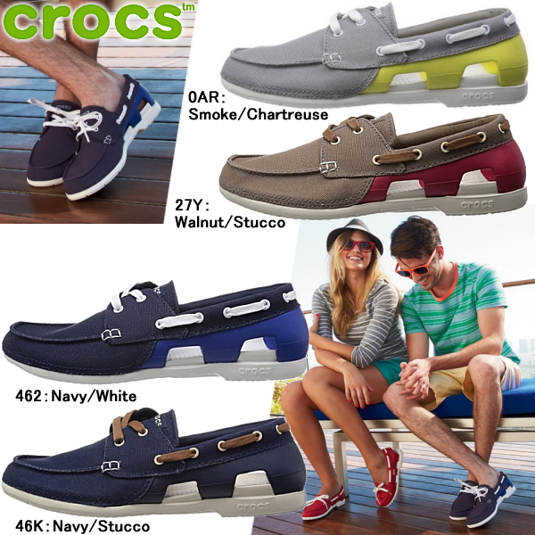 crocs men's beach line slip on boat shoes