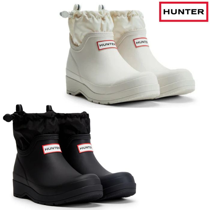 ハンター HUNTER UFS4020RMA プレイ ショート トラベル ブーツ メンズ レディース レインブーツ ショート ユニセックス ブーツ 防水 雪 アウトドア キャンプ スリッポン 黒 白 ブラック ホワイト|靴のセレクトショップ Lab