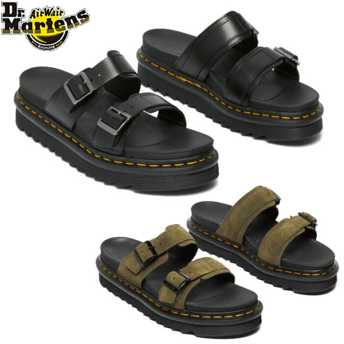 ドクターマーチン Dr.Martens メンズ レディース サンダル マイルス スライド サンダル 厚底 アウトドア ブラック 黒 BLACK オリーブ カーキ MYLES SLIDE SANDAL 41115300 23523001 バックル ベルト コンフォート 靴|靴のセレクトショップ Lab