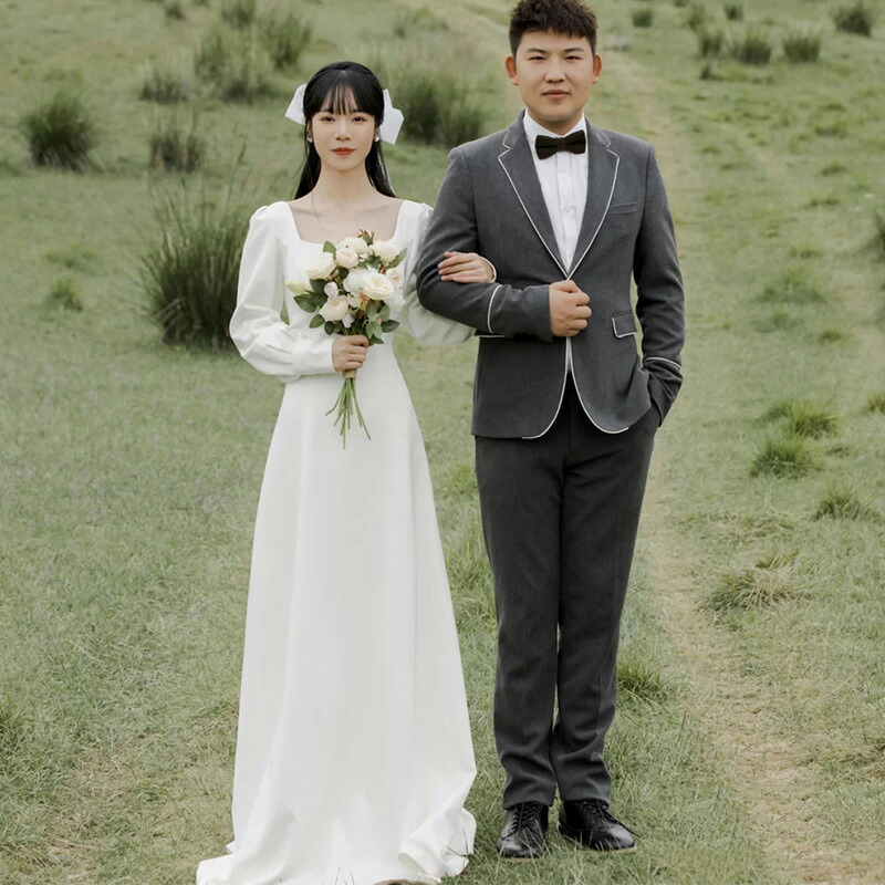 【時限排他的権利！】白いこと  婚礼の儀お召しもの A伝達ルート スピード競技 長袖 彼者誰時お召しもの  ジッパー手合い xs・xl Wedding Dress お花嫁御寮 婚礼の儀 旅する映画化上演 レディースウェディングドレス 窈窕たる 寄り合いお召しもの レディースファッション-ウェディングドレス