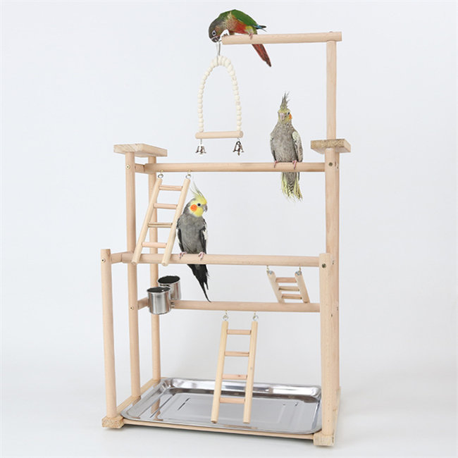 【時限特恵！】【高さ約79cm】インコ 遊び場 2層 バード アスレチック 食器 水器 鳥 巣 カゴ 遊園地 秋千 ラダー ベル 鳥の巣 鳥栖 オウムブランコ 鳥グッズ セキセイインコ 文鳥 アスレチック 玩具 スタンド 止まり木 原木 玩具 スタンド