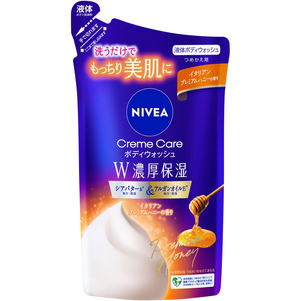 【36個仕掛ける！】【貨物輸送無料！】ニベア クリームケアボディウォッシュ W朦々たる保湿 イタリアンプレミアムハニーの芳ばしさ つめかえ用 340ml【名取り草】