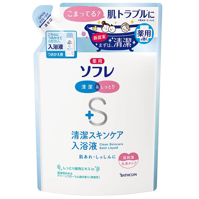 薬用ソフレ 清潔スキンケア入浴液 グリーンフローラル調の香り 600mL