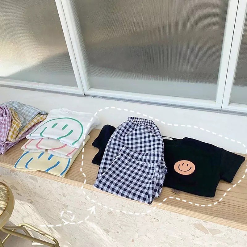 韓国 ベビー服 夏 セットアップ 女の子 子ども服 春 夏服 男の子 スマイル 上下セット 子供服 にこちゃん キッズ 半袖 おしゃれ ベビー