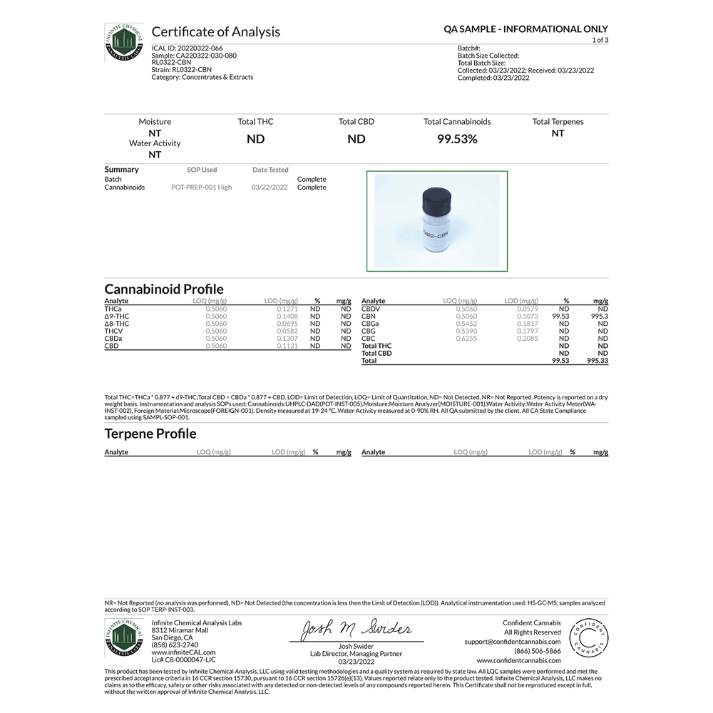 CBNOアイソレート 5g CBD CBG CBN COA有-