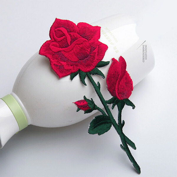 楽天市場】【最大700円OFFクーポン】バラの刺繍 ワッペン単品