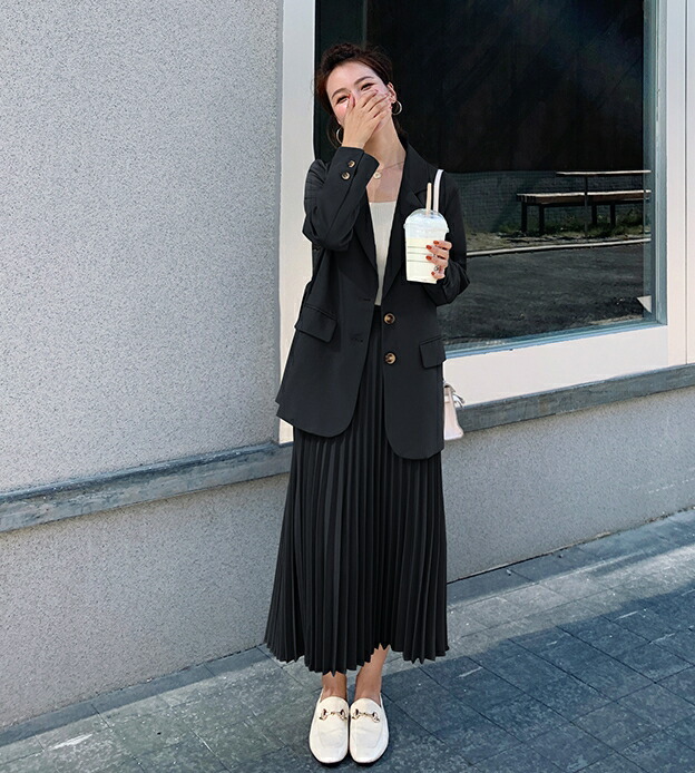 楽天市場 セットアップ スーツ レディース スカート おしゃれ プリーツスカート ロング スカートスーツ 長め 黒 大きいサイズ ゆったり シンプル テーラードジャケット 通勤服 オフィス カジュアル 代 30代 40代 ｌｅａｐ