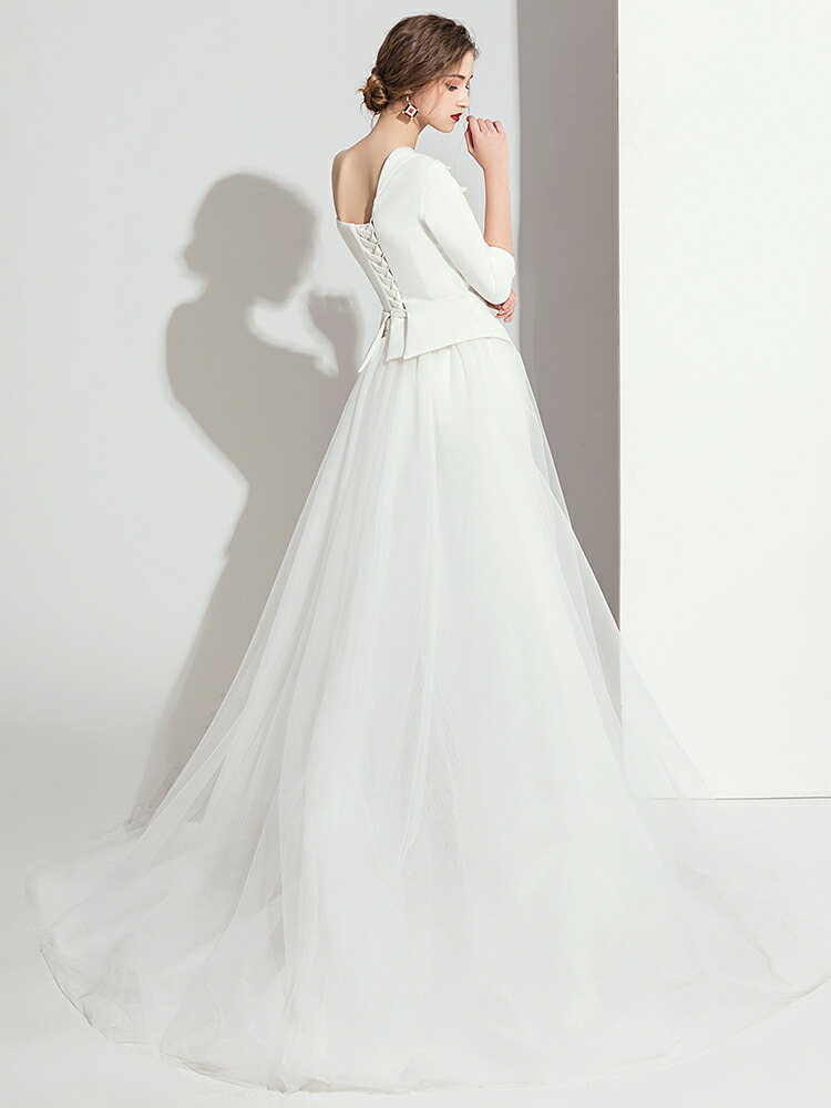 21激安正規商品 デイリーランキング1位獲得 赤 黒 二次会 黒 結婚式 二次会 ウエディングドレス 白 大きいサイズ パンツスタイル ワンショルダー パンツドレス カラードレス 花嫁 ドレス 大きいサイズ 袖あり 長袖 七分袖 トレーン チュール 個性的 モード系