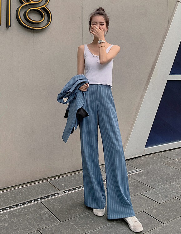 パンツスーツ セットアップ レディース おしゃれ カジュアル スーツ ストライプ ワイドパンツ オフィス 通勤服 大きいサイズ ゆったり 個性的 オフィスカジュアル オーバーサイズ ビッグシルエット アシンメトリー Liceochiloe Cl