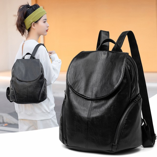 リュックサック レディース 小さめ リュック レザー レザーバッグ レザーリュック シンプル カジュアル 黒 通勤 かわいい おしゃれ 韓国 ブラック お出かけ ミニリュック タブレット Enof Dz
