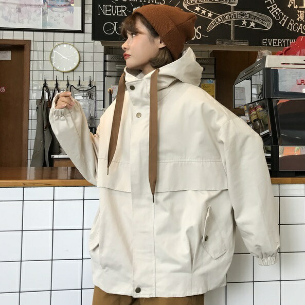 楽天市場 一部即納 マウンテンパーカー ブルゾン ビッグシルエット ミドル丈 長袖 アウター カジュアル スポーティー 大きいサイズ 春 秋 レディース 黒 オーバーサイズ ゆったり ｌｅａｐ