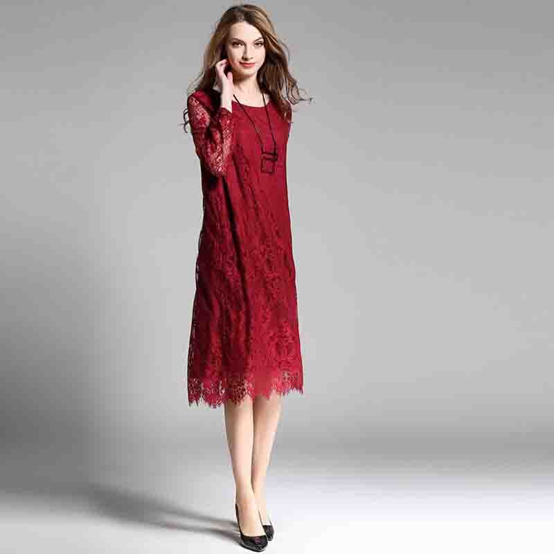 楽天市場 総レース ミディ ドレス ワンピース 花柄 レース 長袖 ラウンドネック フォーマル 結婚式 二次会 お呼ばれ パーティー 膝丈 袖あり 代 30代 40代 大きいサイズ 3l 4l 5l ゆったり 体型カバー シースルー 肌見せ 黒 赤 ｌｅａｐ