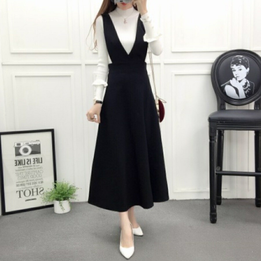 楽天市場 ジャンパースカート サロペット スカート ワンピース ミモレ丈 フレア Vネック 大きいサイズ 韓国 Xs 2l 3l 4l 5l デート 秋 冬 春 ロング丈 レディース カジュアル デート服 大人 小さいサイズ ｌｅａｐ