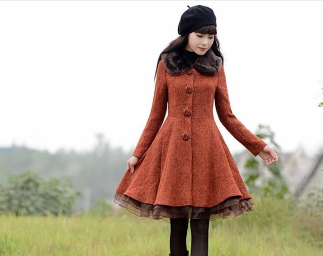 楽天市場 一部即納 冬新作 フレアコート アウター ミディアム丈 レディース 韓国 ファッション 大きいサイズ 2l 3l 4l ひざ丈 襟ボア ｌｅａｐ