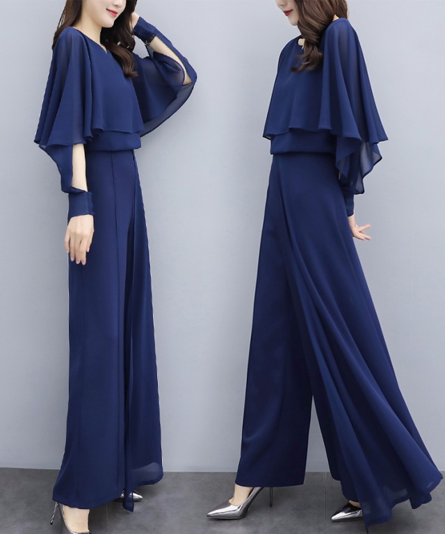 注目の 楽天市場 かっこいいパンツドレス セットアップ 袖あり パーティードレス パンツ お呼ばれ 結婚式 ドレス パンツ 青 大きいサイズ 3l 4l ワイドパンツ フリル シフォン 代 30代 40代 ｌｅａｐ Rakuten Macomberproductions Com