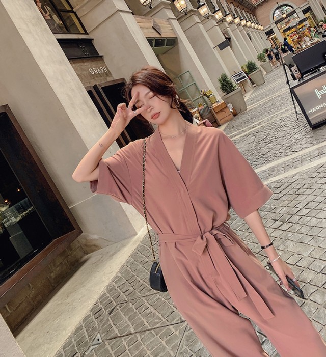 ランキング第1位 ジャンプスーツ Vネック オールインワン つなぎ ジャンプスーツ レディース Kobeisy Saiid オールインワン サロペット Www Williamssound Com