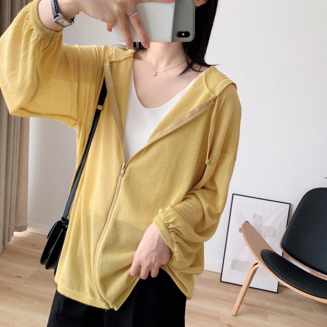 楽天市場 パーカー レディース 薄手 春 夏 トップス 春夏 フード付き サマーニット カーディガン 透け感 シンプル ジップアップ 長袖 白 黒 サマーカーディガン シアーカーディガン 羽織りもの シースルー カジュアル ｌｅａｐ