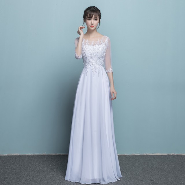 ウェディングドレス スピード競技 ロング御召しもの お嫁さん 御芽出度 二次会 御召しもの 袖あり ノースリーブ 馬鹿でかい大いさ 白 衣裳御召しもの I伝達ルート スレンダーライン 白いこと 花柄 透け感 カクテルドレスルー 女子らしい 雅びやか お呼ばれ 大きめ 体型取りまかなう