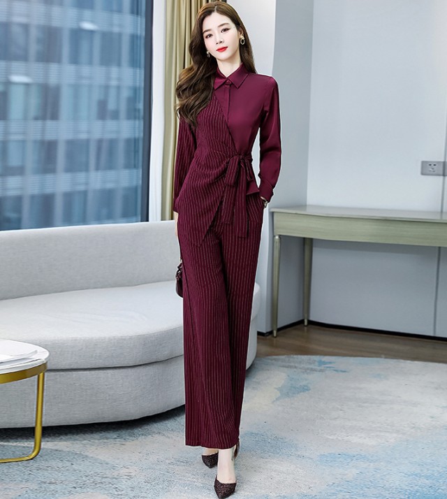 新品 未使用 クリスマスプレゼント かっこいい パンツドレス セットアップ レディース おしゃれ パンツ パーティードレス 結婚式 お呼ばれ ドレス 韓国 大きいサイズ 3l 4l ドッキング シャツ ブラウス 長袖 黒 個性的 花柄 ストライプ パンツスーツ 代 30代 40代 通勤