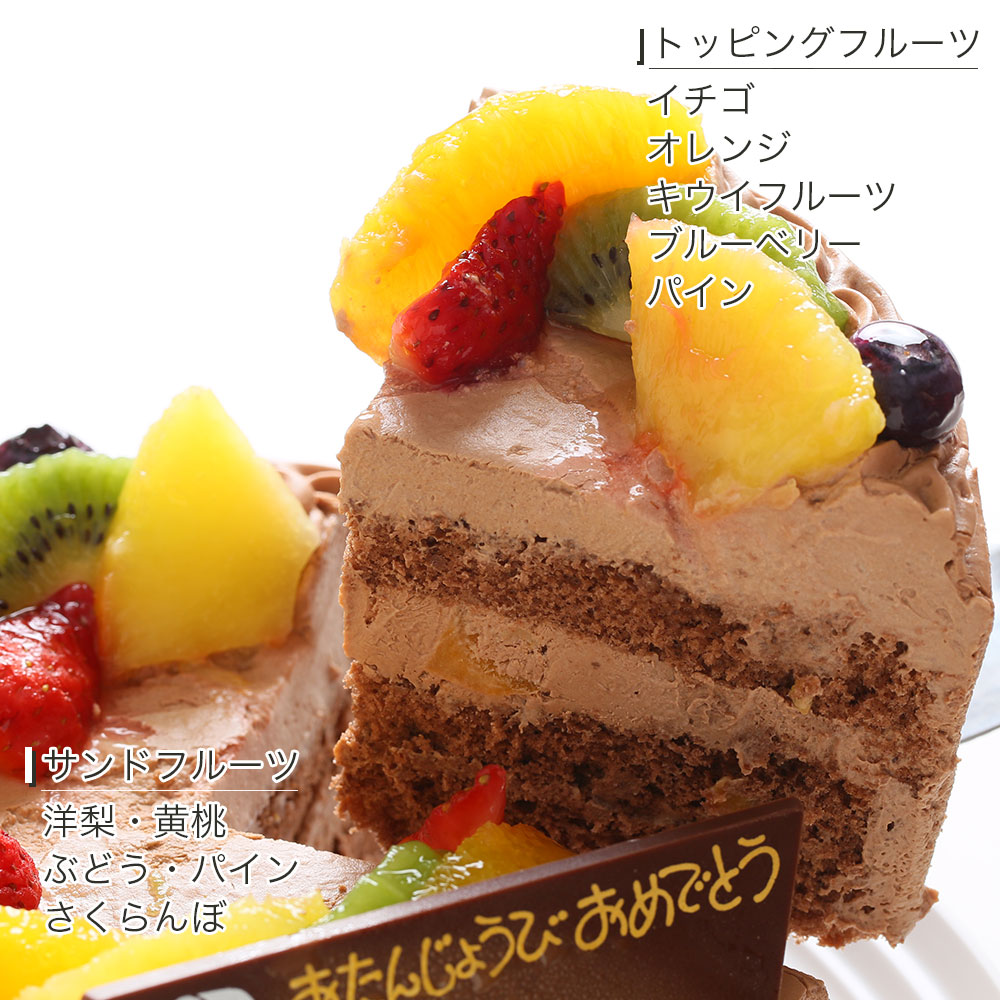 アレルギー対応 卵不使用 フルーツ生チョコクリーム 写真ケーキ 送料無料 誕生日ケーキ 5号バースデーケーキ