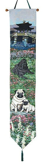 パグ 犬 掛け軸 絵 ベルプル ゴブラン織り 飾りもの 壁飾りつけ 室内装飾 パググッズ 犬雑貨 差し上げ物 差し上げ物 生まれ落ちる日 工作祝い事 お自責の念